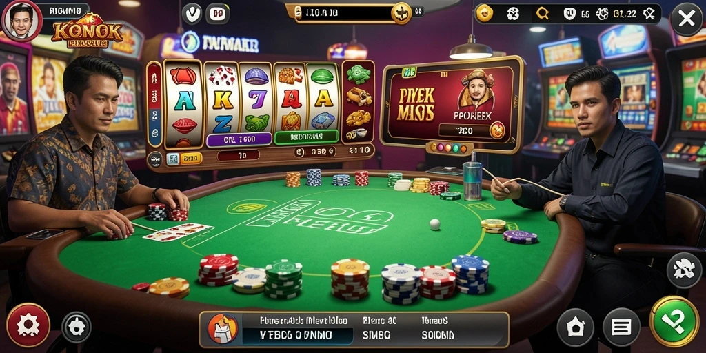Interaksi sosial dengan teman dalam game.